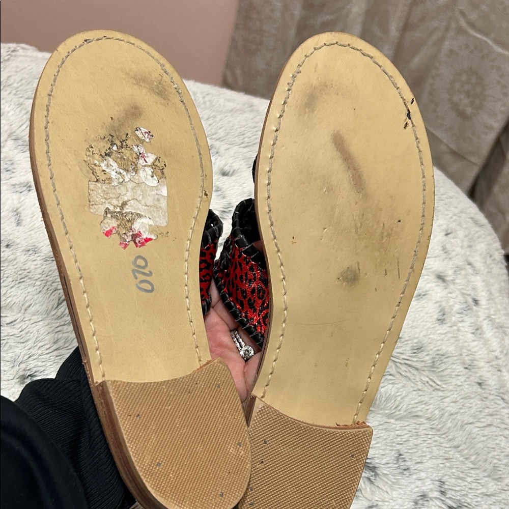 Jack Rogers Women's Red and Black Leopard Sandals - Picture 2 of 3